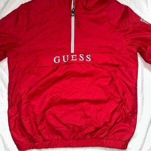 Guess Vibrant Red Hooded Windbreaker Jacket